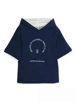 Детская толстовка с короткими рукавами Brunello Cucinelli Brunello Cucinelli Kids, синий