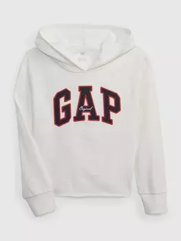 Детская толстовка с логотипом и капюшоном Gap, белый