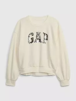 Детская толстовка с металлическим логотипом Gap, бежевый