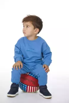 Детская толстовка с надписью на круглом вырезе горловины Charanga, синий