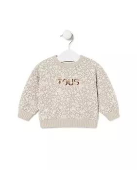 Детская толстовка с принтом Kaos и вышитым логотипом Tous, бежевый