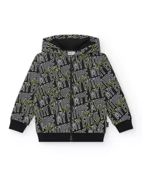 Детская толстовка с принтом, капюшоном и застежкой-молнией Tuc tuc, черный