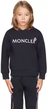 Детская толстовка с темно-синим принтом Moncler Enfant