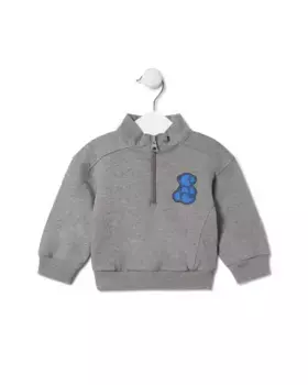 Детская толстовка с воротником-стойкой и молнией Tous, серый