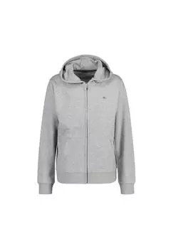 Детская толстовка - SHIELD FULL ZIP HOODIE, капюшон, молния, хлопок GANT, серый