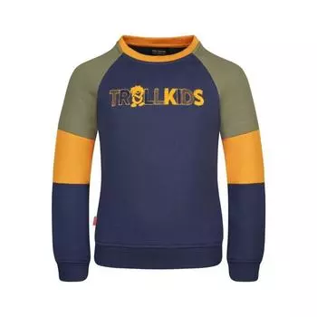 Детская толстовка Trollfjord мистический синий/золотисто-желтый/зеленый мох TROLLKIDS, цвет orange