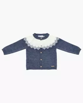 Детская трикотажная куртка с контрастной каймой темно-синего цвета Martn Aranda, индиго