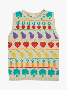 Детская трикотажная майка tavi из органического хлопка с фруктами и овощами Frugi, разноцветный