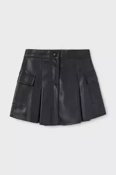 Детская юбка карго из искусственной кожи Mayoral, черный