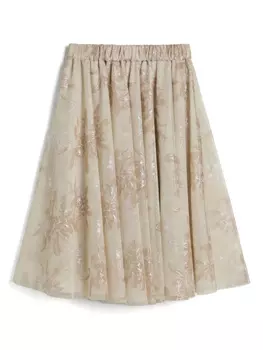 Детская юбка миди из тюля Brunello Cucinelli Brunello Cucinelli Kids, нейтральный