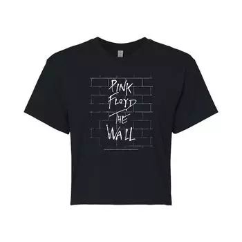 Детская укороченная футболка Pink Floyd "The Wall" черного цвета с рисунком кирпича Licensed Character