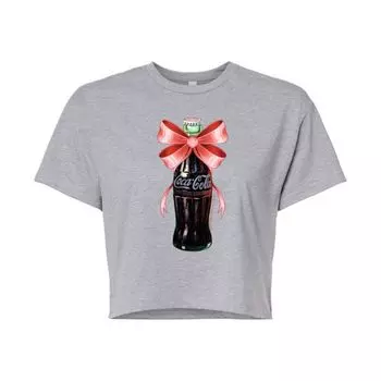 Детская укороченная футболка с принтом бутылки Coca-Cola и бантом Licensed Character, серый
