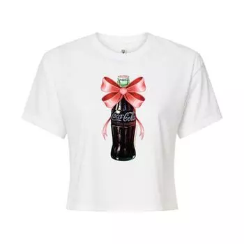 Детская укороченная футболка с принтом бутылки Coca-Cola и бантом Licensed Character, белый