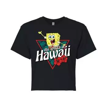 Детская укороченная футболка с рисунком Nickelodeon SpongeBob SquarePants Hawaii Licensed Character, черный