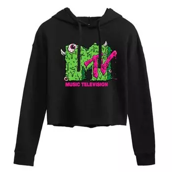 Детская укороченная худи MTV с принтом слайма Licensed Character, черный