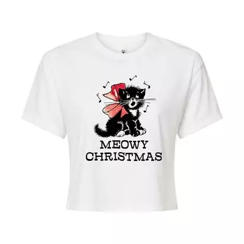 Детская укороченная рождественская футболка Vintage Meowy Licensed Character, белый