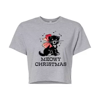 Детская укороченная рождественская футболка Vintage Meowy Licensed Character, серый
