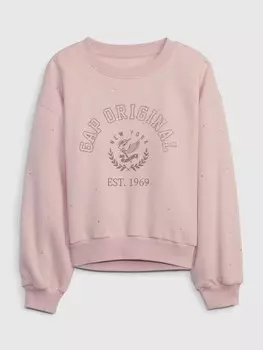 Детская укороченная толстовка с логотипом Gap, розовый