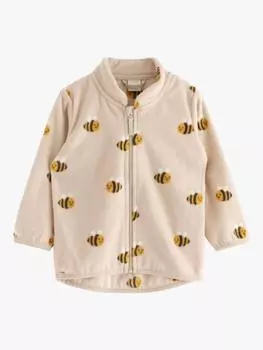 Детская уличная флисовая куртка bee на молнии Lindex, светло-бежевый