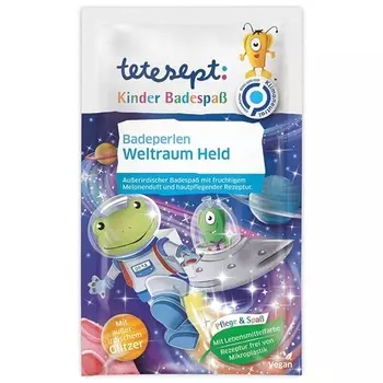 Детская ванна Fun Space Hero Жемчуг для ванны с блестками и ароматом дыни 8 x 60 г — упаковка из 8 шт., Tetesept