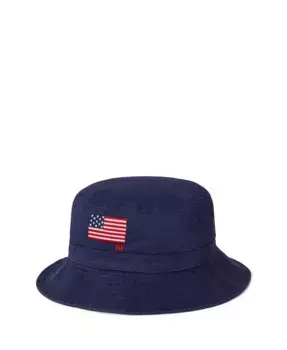 Детская вельветовая шляпа-ведро с флагом для малышей и мальчиков Polo Ralph Lauren, синий