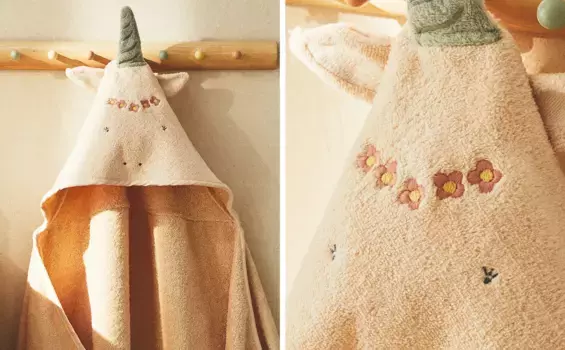 Детская велюровая накидка для купания с единорогом Zara Home, розовый