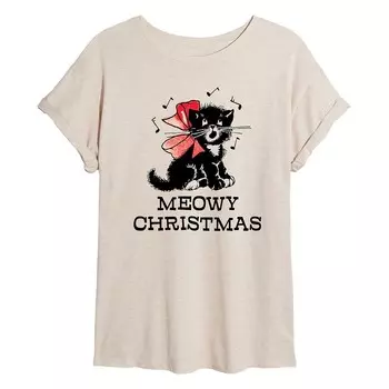 Детская винтажная рождественская струящаяся футболка Meowy Licensed Character, бежевый