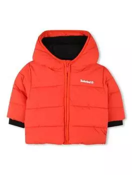 Детская водоотталкивающая куртка-пуховик с капюшоном Timberland, цвет Tangello