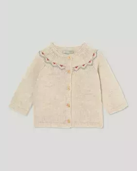 Детская вязаная кофточка с вышивкой Coconut El Corte Ingls, коричневый