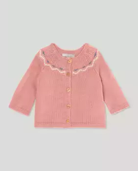 Детская вязаная кофточка с вышивкой Coconut El Corte Ingls, розовый
