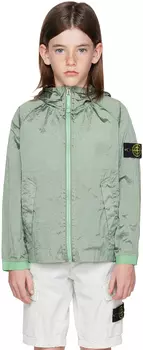 Детская зеленая куртка с нашивками Stone Island Junior