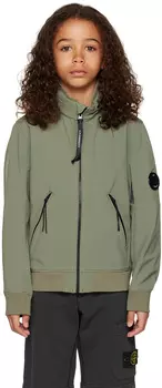 Детская зеленая куртка с воротником-стойкой C.P. Company Kids