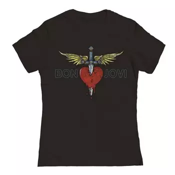 Детская/женская футболка Bon Jovi с потертым рисунком Licensed Character, черный
