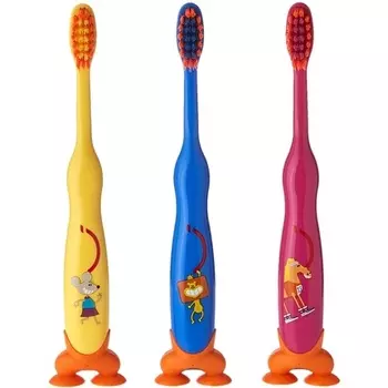 Детская зубная щетка с мягкой, очень мягкой щетиной, защита десен, 2-6 лет, 3 шт., Jungle King Signal
