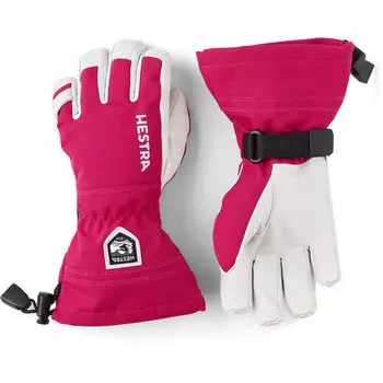 Детские армейские кожаные перчатки для хели-ски Hestra, розовый