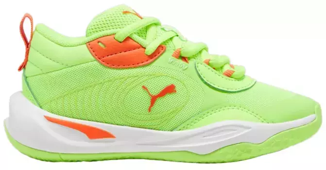 Детские баскетбольные кроссовки для дошкольников PUMA Playmaker Pro, зеленый/оранжевый
