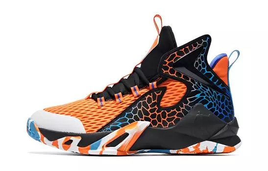 Детские баскетбольные кроссовки GS High-top оранжевые/черные Qiaodan