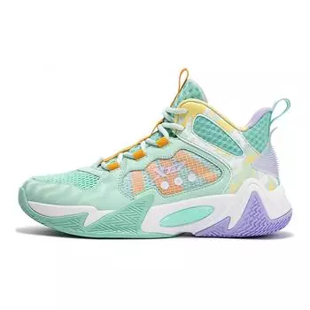 Детские баскетбольные кроссовки GS High-top зеленые/фиолетовые Xtep, мятно-зеленый