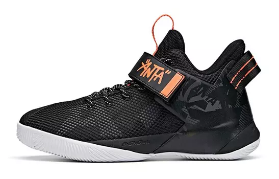 Детские баскетбольные кроссовки GS Low-top черные/флуоресцентные термооранжевые Anta Kids