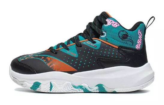 Детские баскетбольные кроссовки GS Low-top черные/зеленые Lining Young, черный