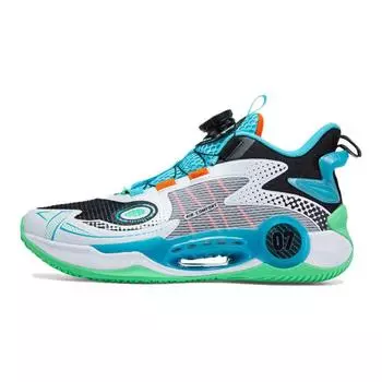 Детские баскетбольные кроссовки GS Low-top белые/черные/прозрачные горно-синие Xtep, синий