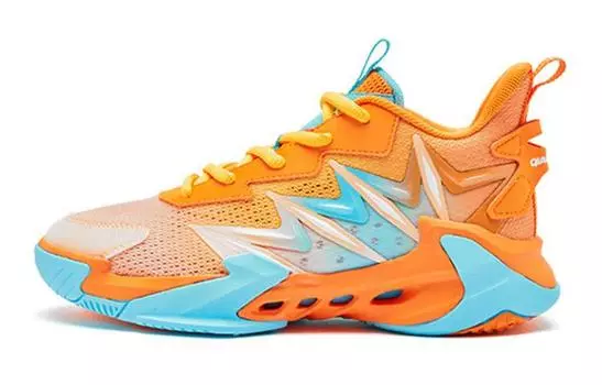 Детские баскетбольные кроссовки GS Low-top Orange Island Orange/Cirrus Blue Qiaodan, синий