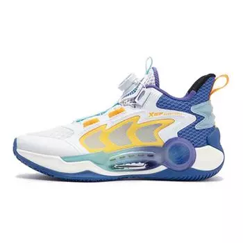 Детские баскетбольные кроссовки GS Low-top белые/виртуально-синие/призматический фиолетовый Xtep, белый/синий/фиолетовый