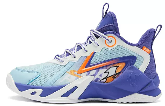 Детские баскетбольные кроссовки GS Low-top Crescent Blue/Fantasy Purple Qiaodan, голубой