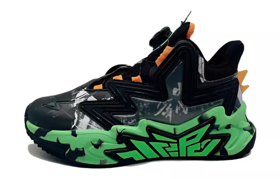 Детские баскетбольные кроссовки GS Mid-top черные/оранжевые/зеленые Anta Kids
