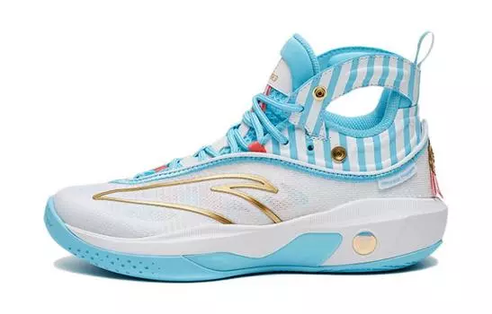 Детские баскетбольные кроссовки GS Mid-top Бело-сине-золотые Anta Kids, золотой