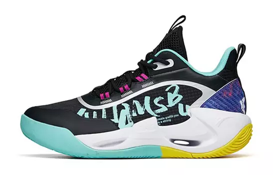 Детские баскетбольные кроссовки GS Mid-top черные/серебристые/синие Anta Kids