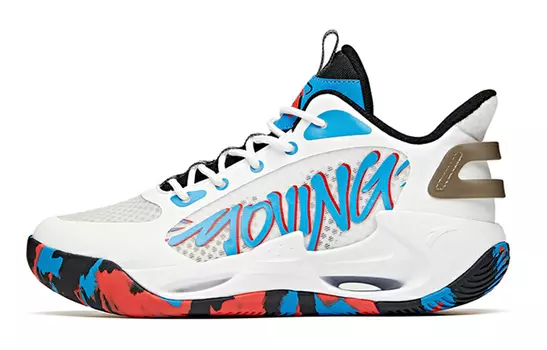 Детские баскетбольные кроссовки GS Mid-top ANTA белые/средне-синие/флуоресцентные лазерно-красные Anta Kids