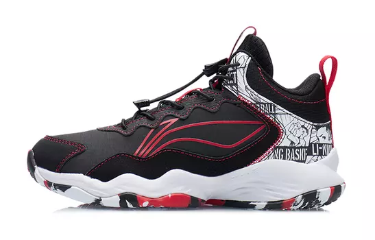 Детские баскетбольные кроссовки GS Mid-top черные/красные/белые Lining Young