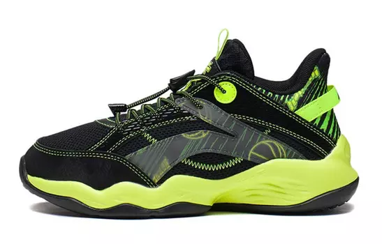 Детские баскетбольные кроссовки GS Mid-top черные/флуоресцентные нежно-зеленые/флуоресцентные ярко-зеленые Lining Young